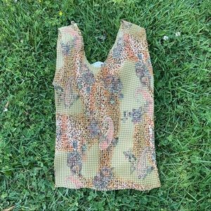 Vintage NICOLA Green Accordion Stretch Tank Top Size Medium